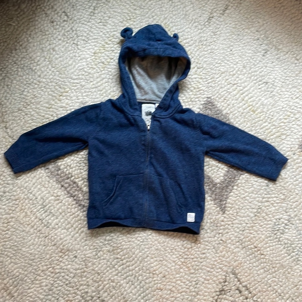 Zara Knitwear Baby Navy Lined Hoodie w ears